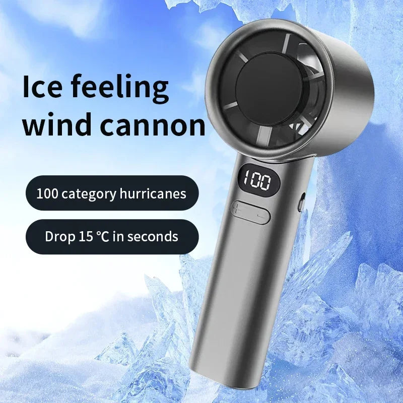 Portable Handheld Fan 120 Wind Speeds Mini Bladeless Hand Fan USB Rechargeable Highspeed Fans Camping Electric Fans Air Cooler