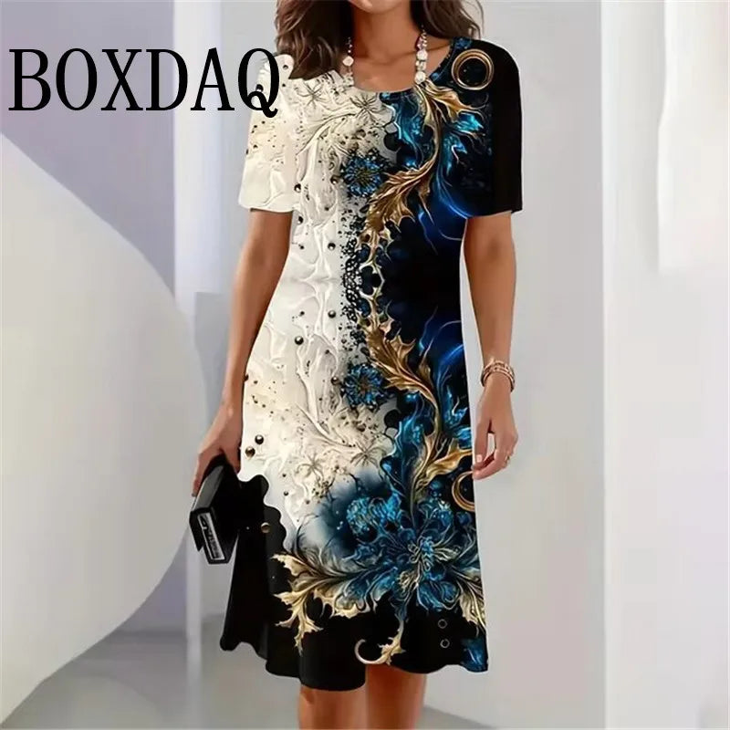 3D Butterfly Print Dress For Summer Women Party O-Neck Short Sleeve Dress Sundress Casual Elegant Ladies Loose Mini Dresses 2025