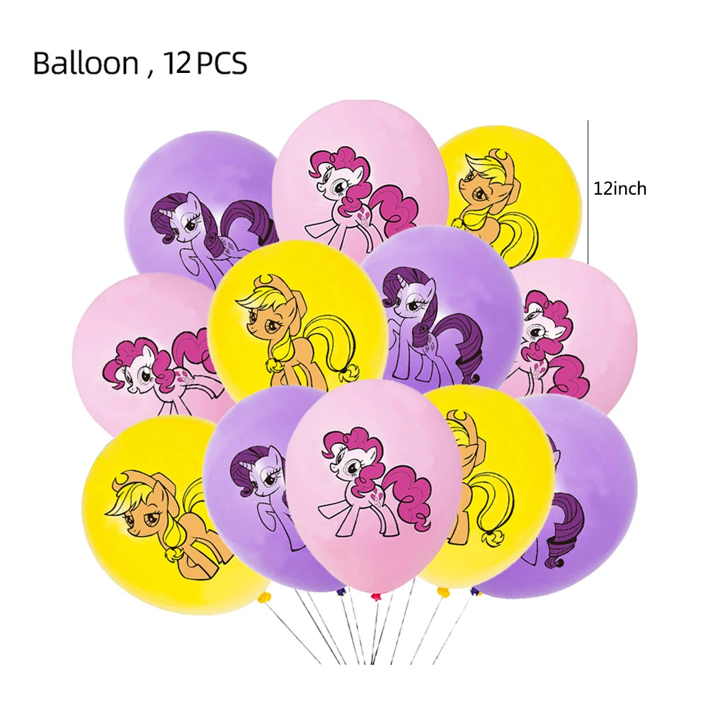 My Little Pony themed children's birthday party supplies, girls' first birthday tablecloth, tableware, paper cups, flag-raising