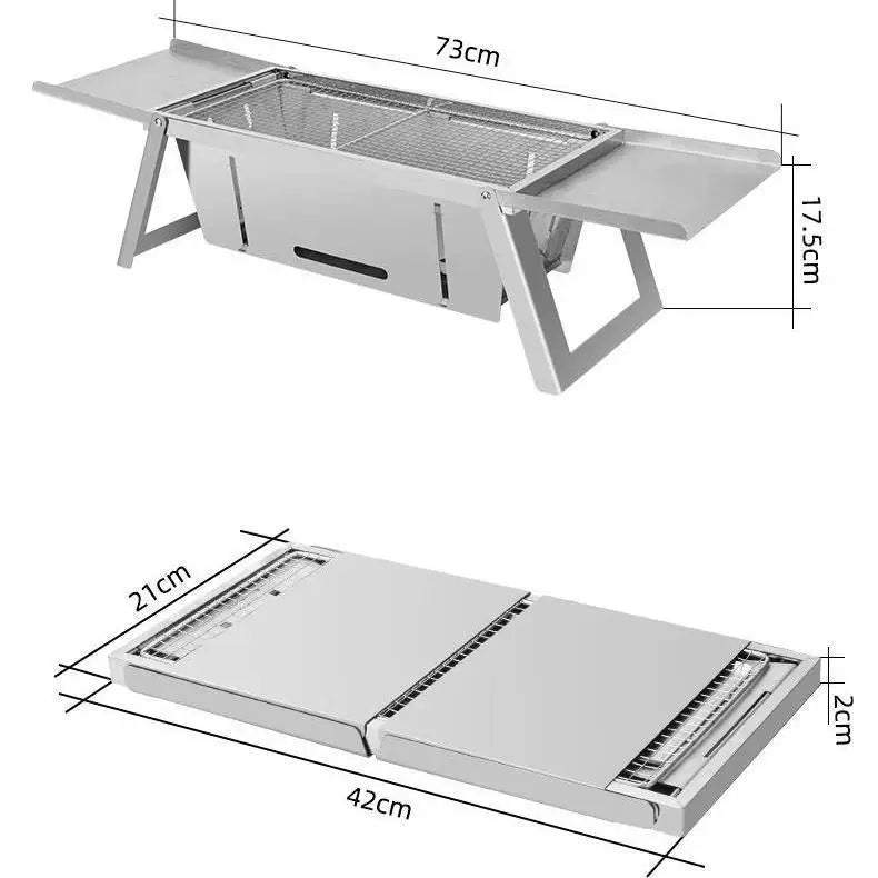 Portable Outdoor Foldable Barbecue Grill Stainless Steel Charcoal Stove for Camping Yard Picnic
