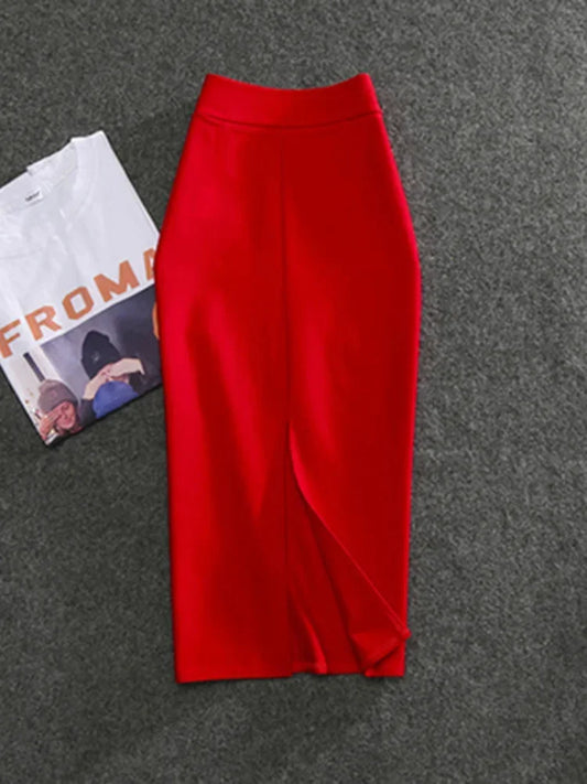 2026 New Women's Pencil Skirts Solid Pur High Waist Slim Skirt Fit Girl Summer Office Lady Elastic Female Sexy Tube Faldas PL211