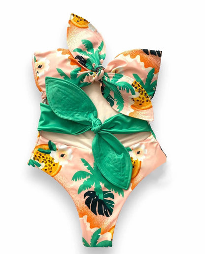 Beach Wear Print Bikini Swimwear Women Wrap Skirt Swimsuit High Waist 2025 Cover Up Sexy Sarong plage Beach Wear Bathing Suit