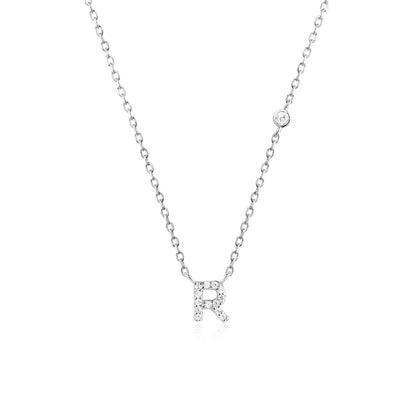 VEWANT New 925 Sterling Silver Monogram Initial Letter A M Pendant Long Chain Necklace Crystal Fine Jewelry Luxury Fine Jewelry
