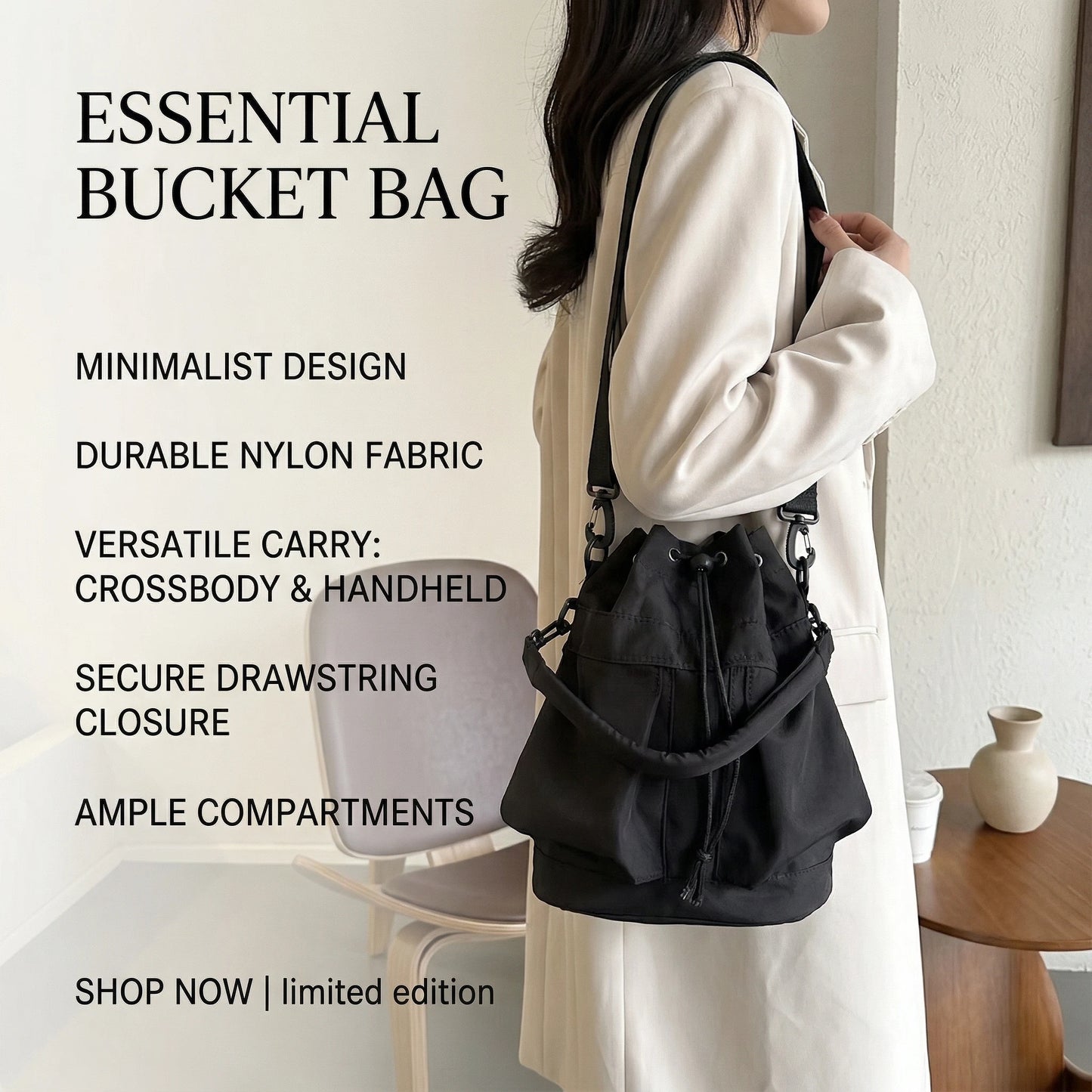 Fashion Women Oxford Cloth Bucket Bag, Large Capacity Drawstring Versatile Casual Shoulder Crossbody Bag Daily Use