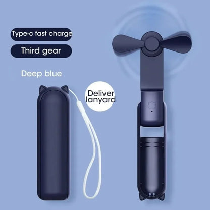 Portable Mini Handheld Cute Fan Small Pocket Fan USB Rechargeable Battery Fan Folding Cooling Hand Fan Low-Noise Electric Fan