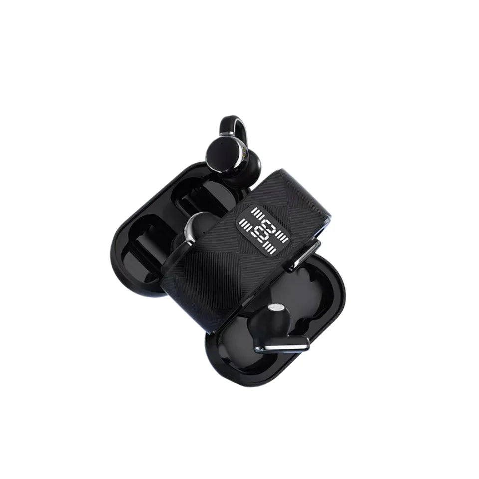 2in1 Ear-Clip in-Ear Couple Wireless Bluetooth Headphones LED Power Display Earphones Earbuds for Game Music
