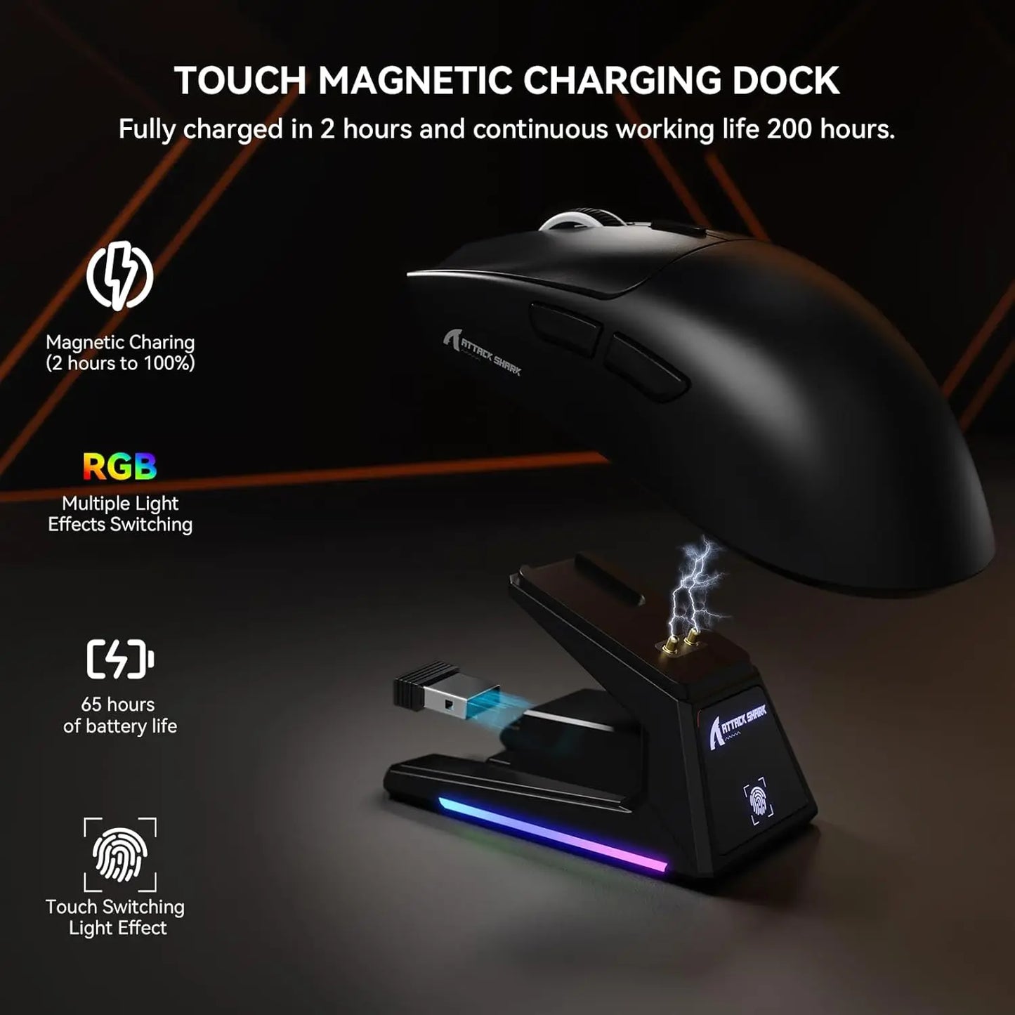 ATTACK SHARK X1 Superlight Wireless Gaming Mouse RGB Magnetic Charging Dock PAW3395PRO Sensor 40000DPI  Wireless Gaming Mouse