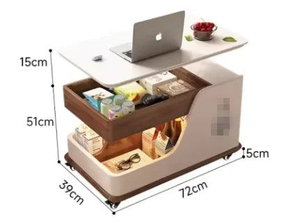 Coffee table liftable rock slab side table living room sofa side cabinet movable cart multi-function movable lifting coffee tabl