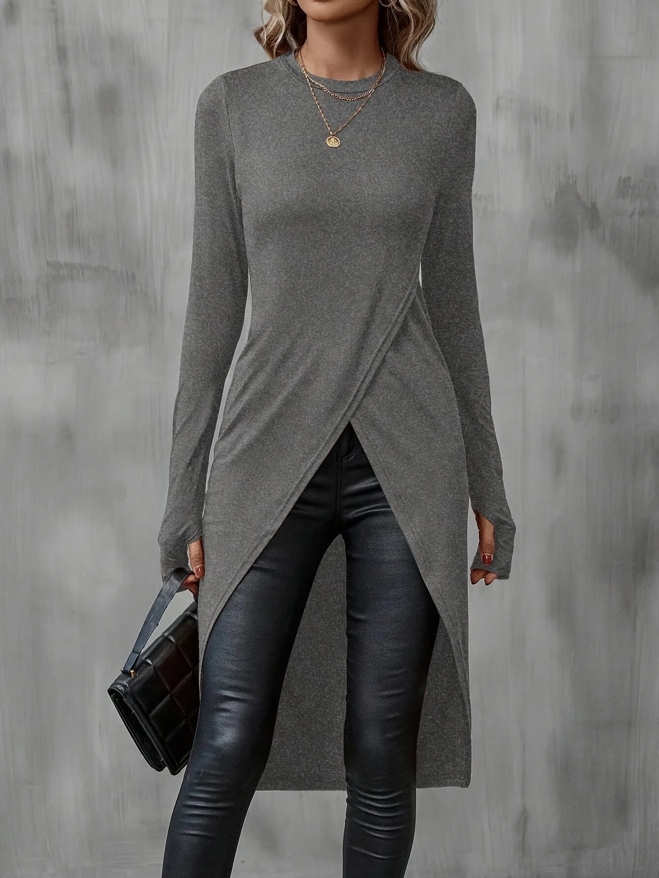 2024 new autumn plus long T-shirt advanced sense slimming temperament casual women's wear