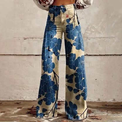 2025 Retro 3D Printing Fashion High Waist Pants High Street Loose Wide Leg Pants for Women Harajuku Trousers Spring Summer