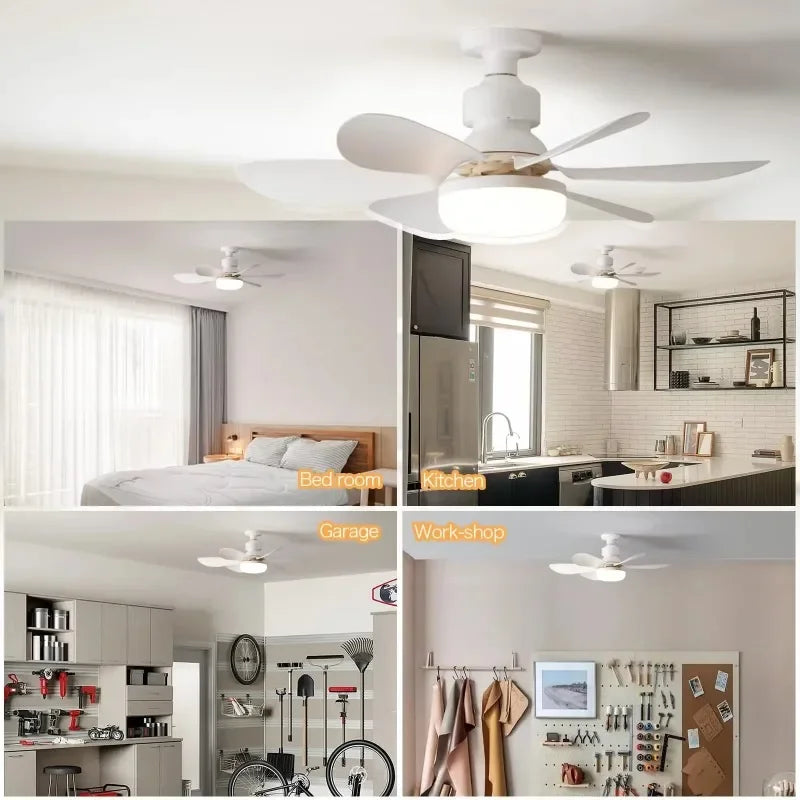 30W/40W Ceiling Fan with Remote Control LED Light Fan E27 Base, Intelligent Silent Ceiling Fan for Bedroom and Living Room