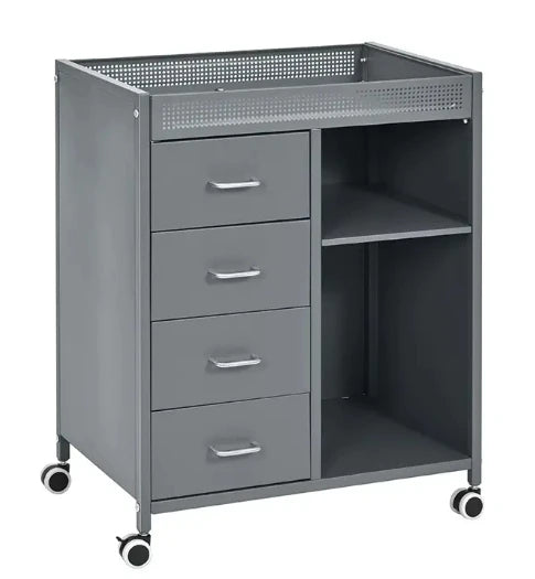 Home Office Open Storage Shelves 4 Drawer File Storage Cabinet Mobile Lateral Filing Cabinet Printer Stand Storage Trolley