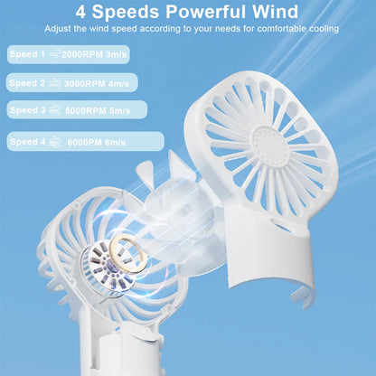 Portable Mini Fan, USB Rechargeable, 3-speed Adjustable, Foldable Handheld Fan, Suitable for Women, Travel, Outdoor Use