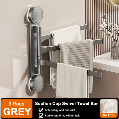 Towel Rack Rotatable Towel Holder Aluminum 2/3/4/5-Bar Towel Hanger Kitchen Bathroom Hanging Wall Mounted Suction Cup