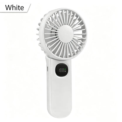 Portable Handheld Fan with Digital Battery Display, Foldable & Neck Hanging Design, 5 Adjustable Wind Speeds