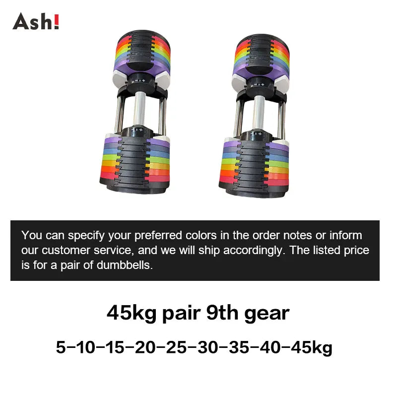 Multi-Color Adjustable Dumbbell Set, 2KG(5LB) or 4KG(9LB) Increment, Up to 50KG(110LB), Fast Adjustable Dumbbells for Home Gym