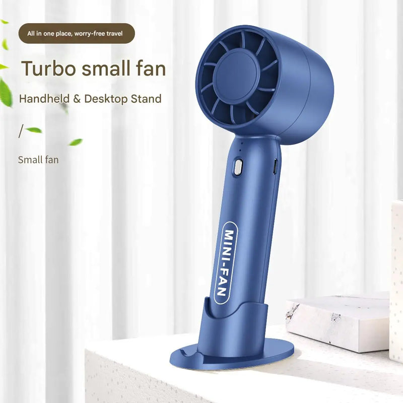 Turbo handheld small fan USB charging mini outdoor portable lightweight desktop stand with long-lasting battery life