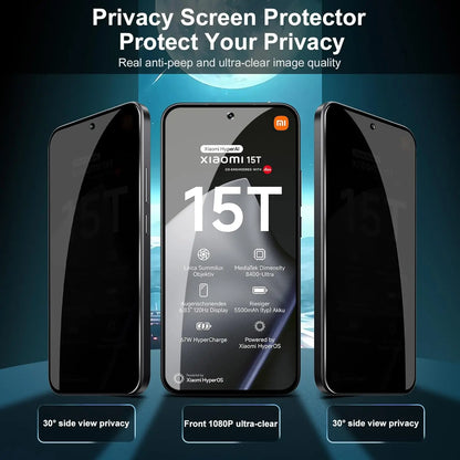 2.5D 9H Privacy Screen Protectors for Xiaomi 15T Anti-Spy Protective for Xiaomi 15T Pro