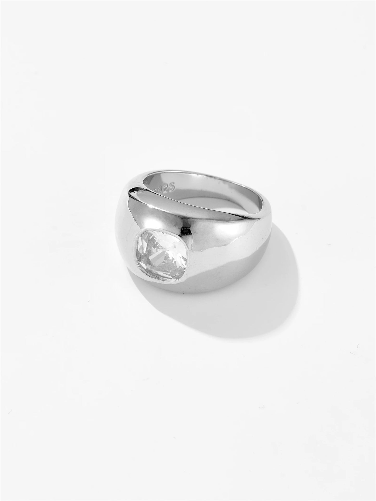 DPLAOPA 925 Sterling Silver Gold Thick Band Big CZ Zircon Size Ring Women Luxury Fine Jewelry 2023 Fine Jewelry Crystal