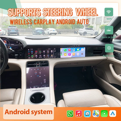 Android 13.0 GPS Navigation Carplay For Porsche Taycan 2019-2025 Car Radio Passenger Co-pilot Screen Multimedia Player Head Unit