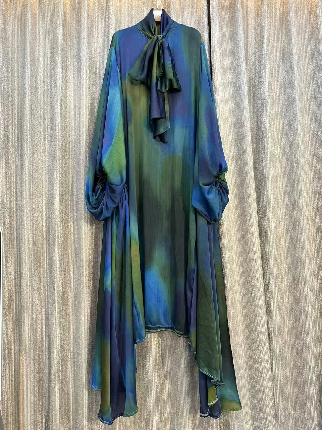 Retro Designe New Women's Fashion Elegant Autumn Long Sleeve Casual Loose Print Dress Female High Waist Chic Party Maxi Dress ﻿