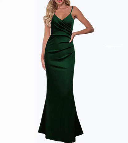 Spring and summer new style dress, pure color slim slim sash swing dress