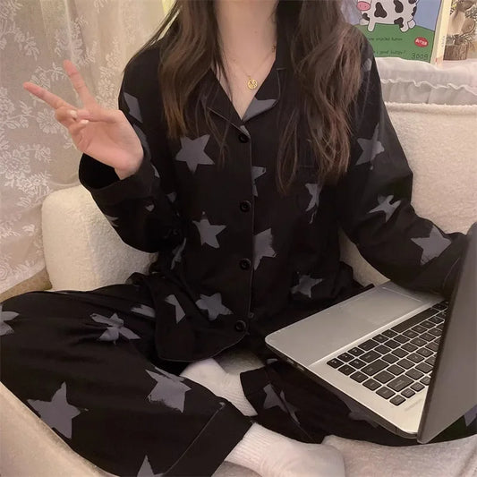 Sweet Style Home Clothes Spring and Autumn Long Sleeved Pajamas Women's Dormitories Can Be Worn Outside