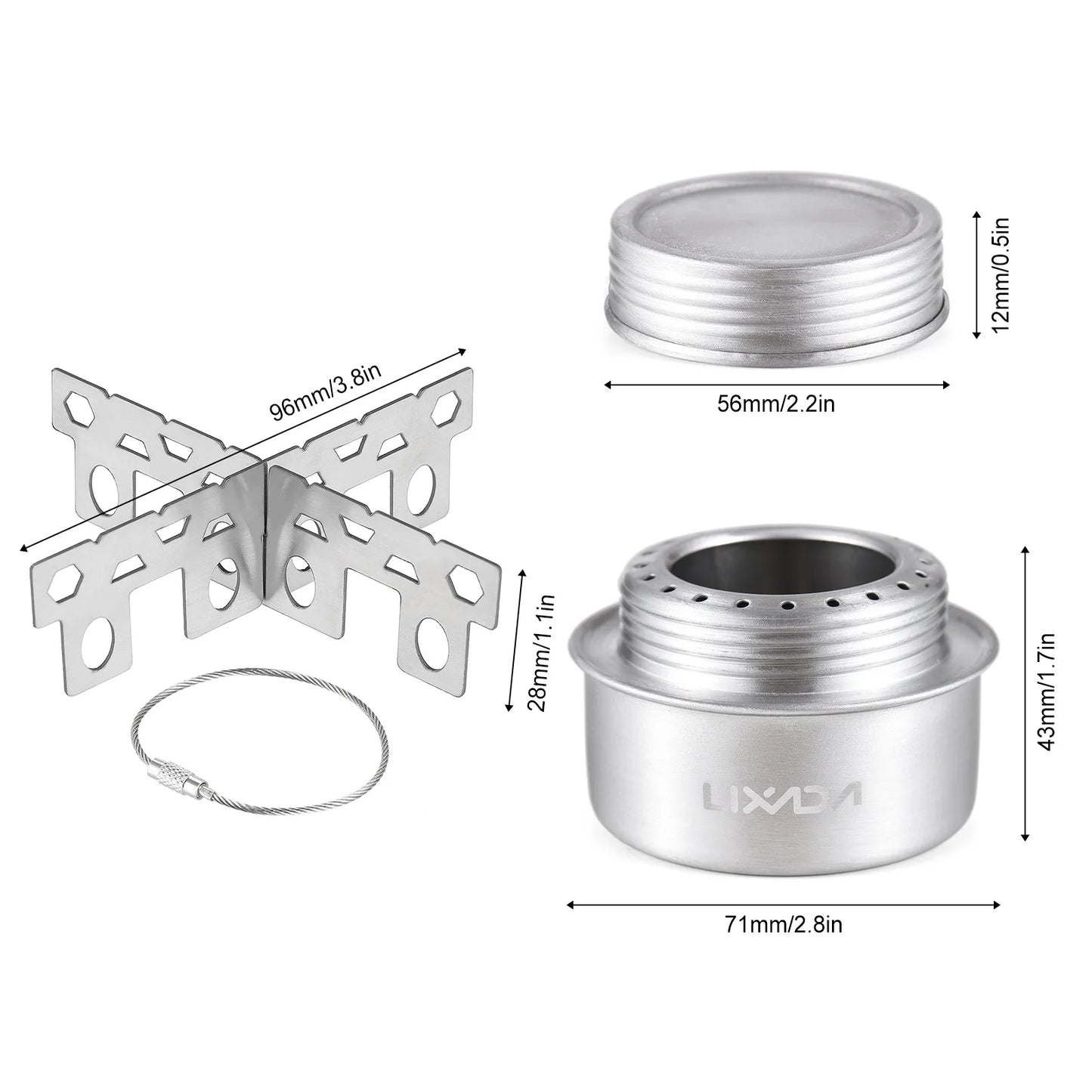 Portable Mini Alcohol Camping Stove with Foldable Stand, Stainless Steel Stove for Outdoor Picnic Emergency Heating Cooking