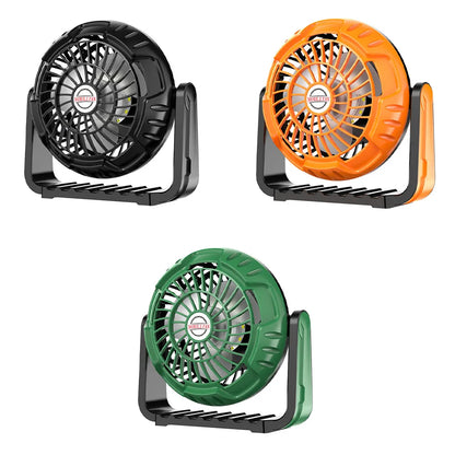 Portable Camping Fan with Integrated LED Light Perfect for Outdoor Adventures Adjustable Airflow and Bright Illumination