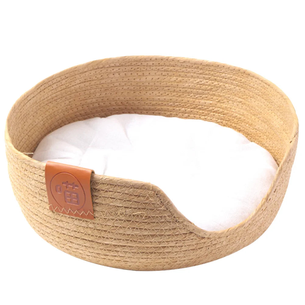 Pet Sleeping Nest Woven Cat Bed for Summer Cool Comfortable Resting Place for Cats Small Dogs Easy to Clean Design