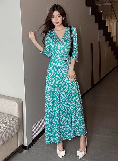 ZAROY Women Wrap Long Dress Summer Sexy V Neck Side Split Party Club Dress Chic Streetwear Elegant Evening Slim Beach Vestidos