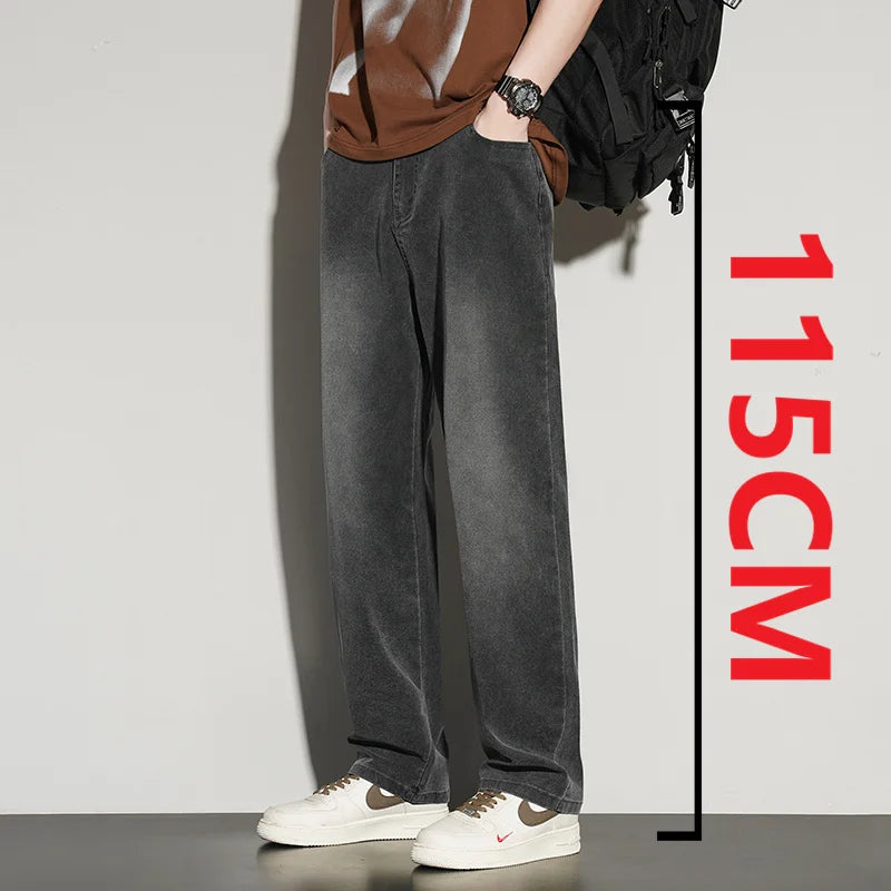 2025ss Autumn 190cm Big Tall Men Stretch Pants Extra Long Length 115cm Pants Large Size Straight-leg Jeans Sports Leisure Clothi