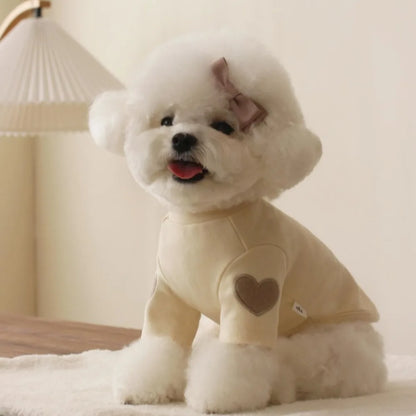 New Winter Warm Gift Pet Dog Clothes Bear Teddy Cute Love Puppy Clothing Base Shirt Designer Cat Pet Warm Clothes