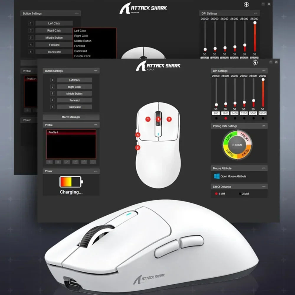 Attack Shark X3Pro Wireless  Gaming Mouse PixArt PAW3395 26000dpi Bluetooth Optical Mouse Tri-Mode Connection Macro Gaming Mouse