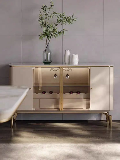 For Dining Room Bar Cabinet Buffet Sideboard Luxury Modern Furniture White Marble Top Living Room Side Cabinets with Gold Legs