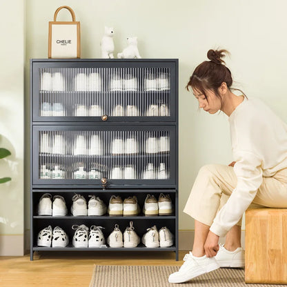 Shoe cabinet multi-layer storage rack household simple door entry balcony indoor large-capacity dust-proof shoe rack