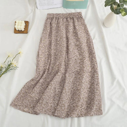 Women's Fashion And All-match Spring And Summer Casual Retro Temperament Floral Printed Skirt Falda Larga Elegante Para Mujer