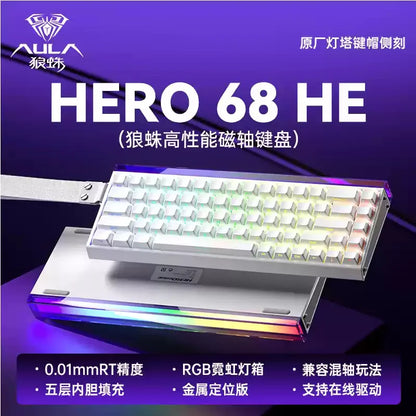 AULA HERO 68HE 8K Magnetic Axis High Performance Gaming Keyboard Hybrid Bearing RGB Low Latency Custom Wired Gaming Keyboard