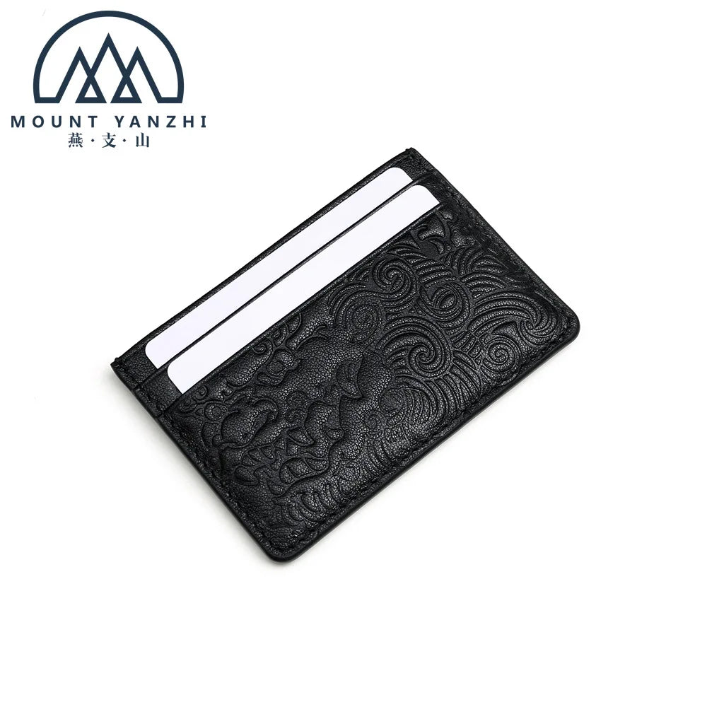 Ultra-Thin Genuine Leather Coin Purse Men's Wallet Simple Lion Embossed Design Women's Bus Card Holder Customizable Logo