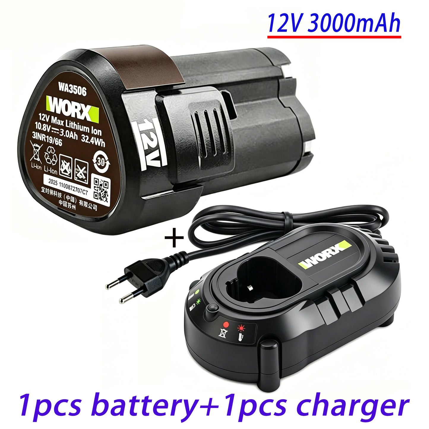 100% New 12V 3000mAh RW9300 WA3503 Replacement Li-ion Battery For Worx WA3504 WA3505 WA3553 RK2515K2 Cordless Tool Power Battery