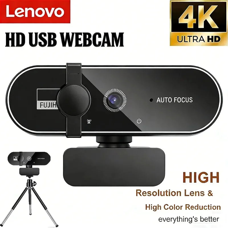 Lenovo 4k Hd Mini Webcam With Microphone Full Hd 2k Webcam Autofocus Usb Webcam For Auto Focus Pc Laptop Video Shooting Camera