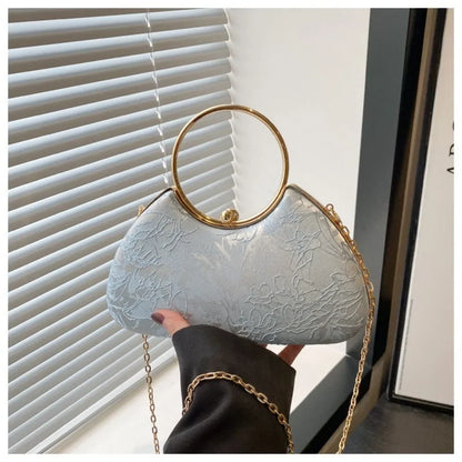 Fashion Polyester Fiber Evening Bags Elegant Chain Shoulder Bag Clutch Handbag Women