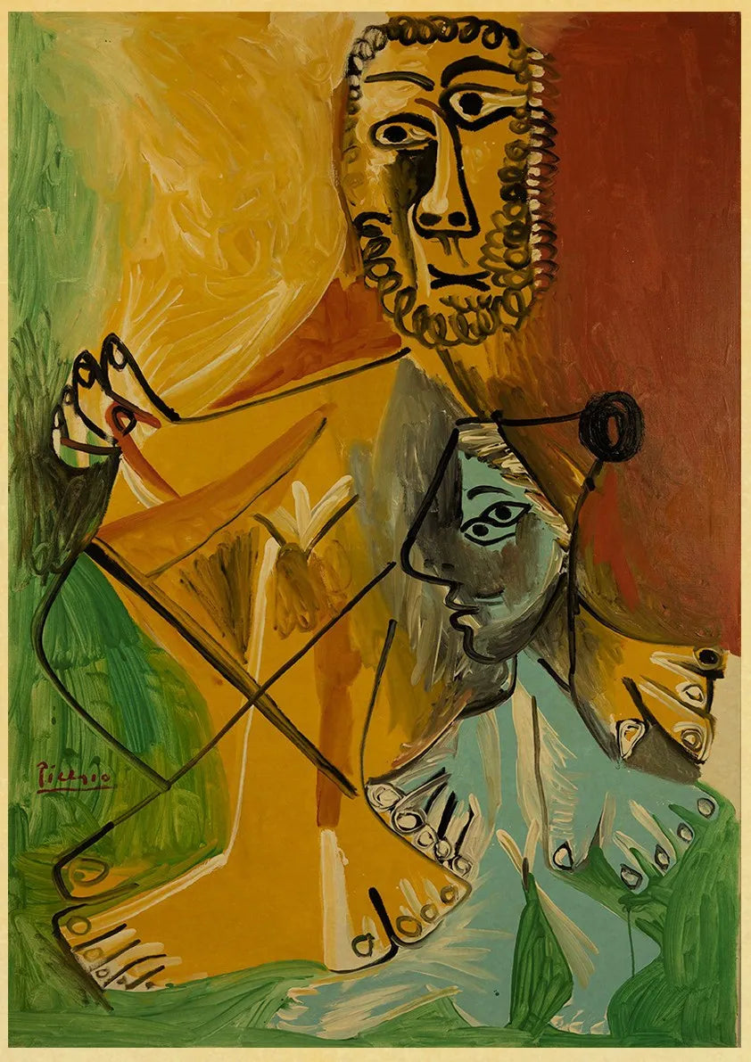 Abstract Painting Pablo Picasso Exhibition Kraft Paper Poster Art Prints Museum Modern Gallery Wall Picture Home Room Decor Gift