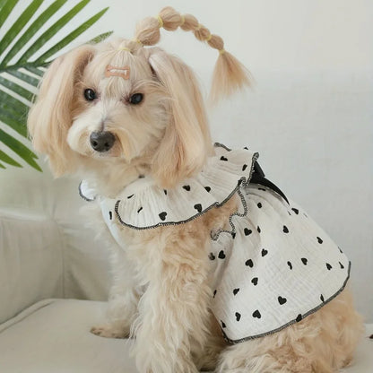 Pet dresses accessories clothes for spring and summer dogs cats teddy bears Pomeranians plush toys cats hearts all cotton fabric