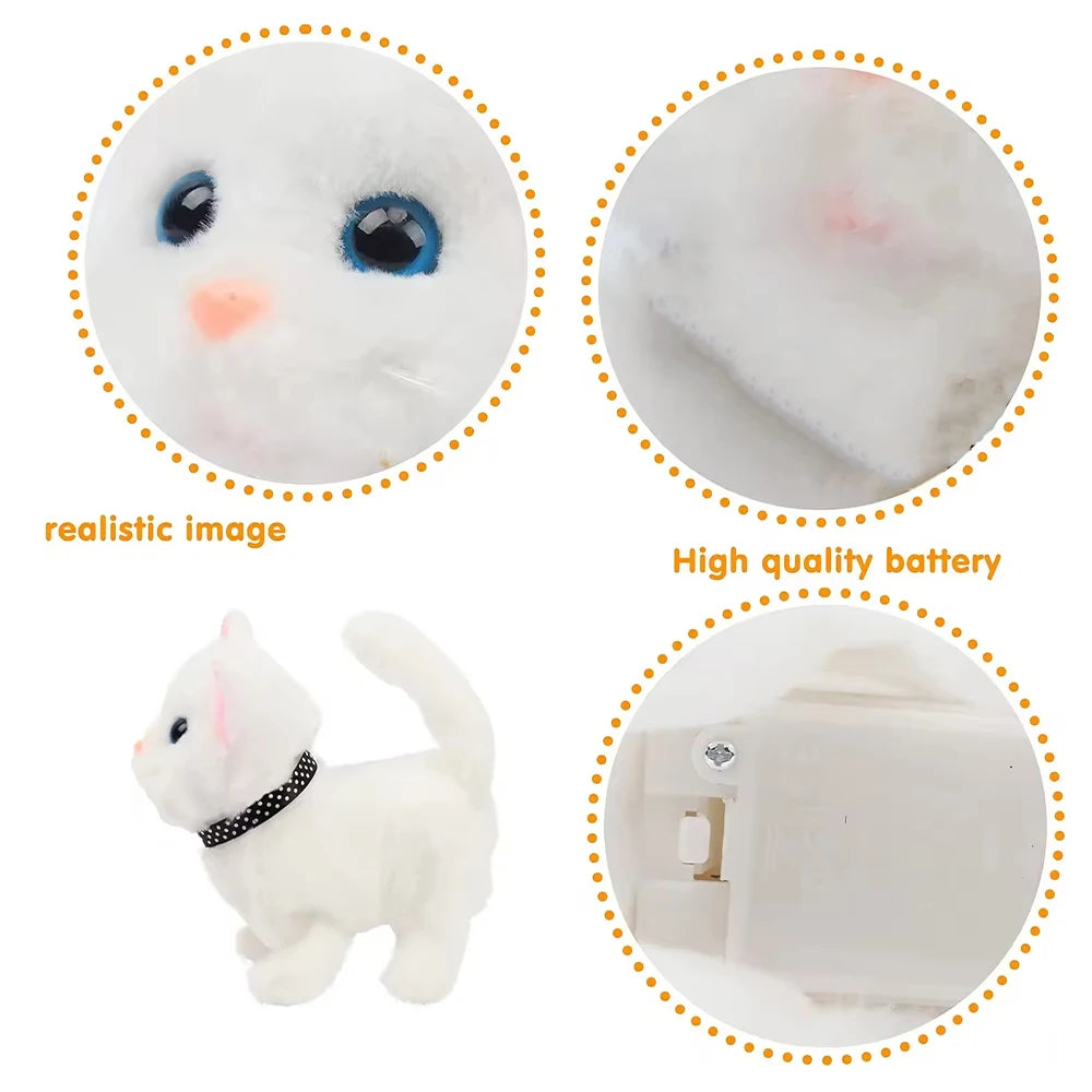 Pet Companion Battery Operated Toy Plush  pet electronic interactive toy  walking barking wagging tail Simulation model  Cat