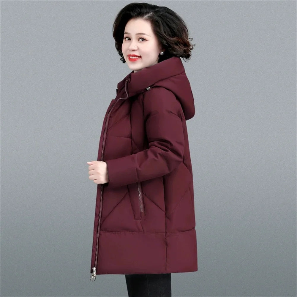 New Loose Women Snow Jacket 3XL 4XL 2026 Winter Women Jacket Warm Parkas Female Thicken Coat Cotton Padded Long Hooded Outwear