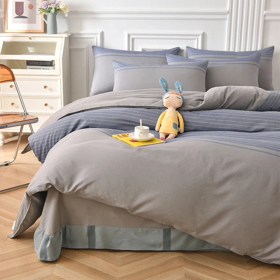 Elegant Home Bedding Durable Duvet Cover Soft Comfortable Fadeless Quilt Comforter Cover Queen Home Textiles Yarn-dyed Fabric