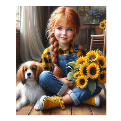 DIY Diamond Painting New 2024 Cross stitch Girl and Dog Mosaic Rhinestone Embroidery Kit Home Wall Decor Gift