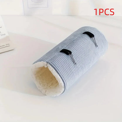 Pet Plush Tunnel Bed Soft Corduroy Cat Dog Cave Bed Foldable Pet Hideout Bed with Safety Pins for Small Pets