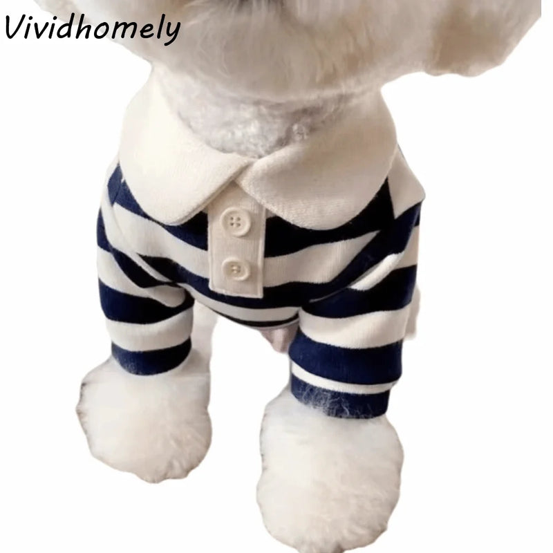 Pet Outfits Collared Style Dog Striped Shirt Comfortable Soft Dog T Shirts Cooling Vest Breathable Cat Vest for Puppy Dogs Cats